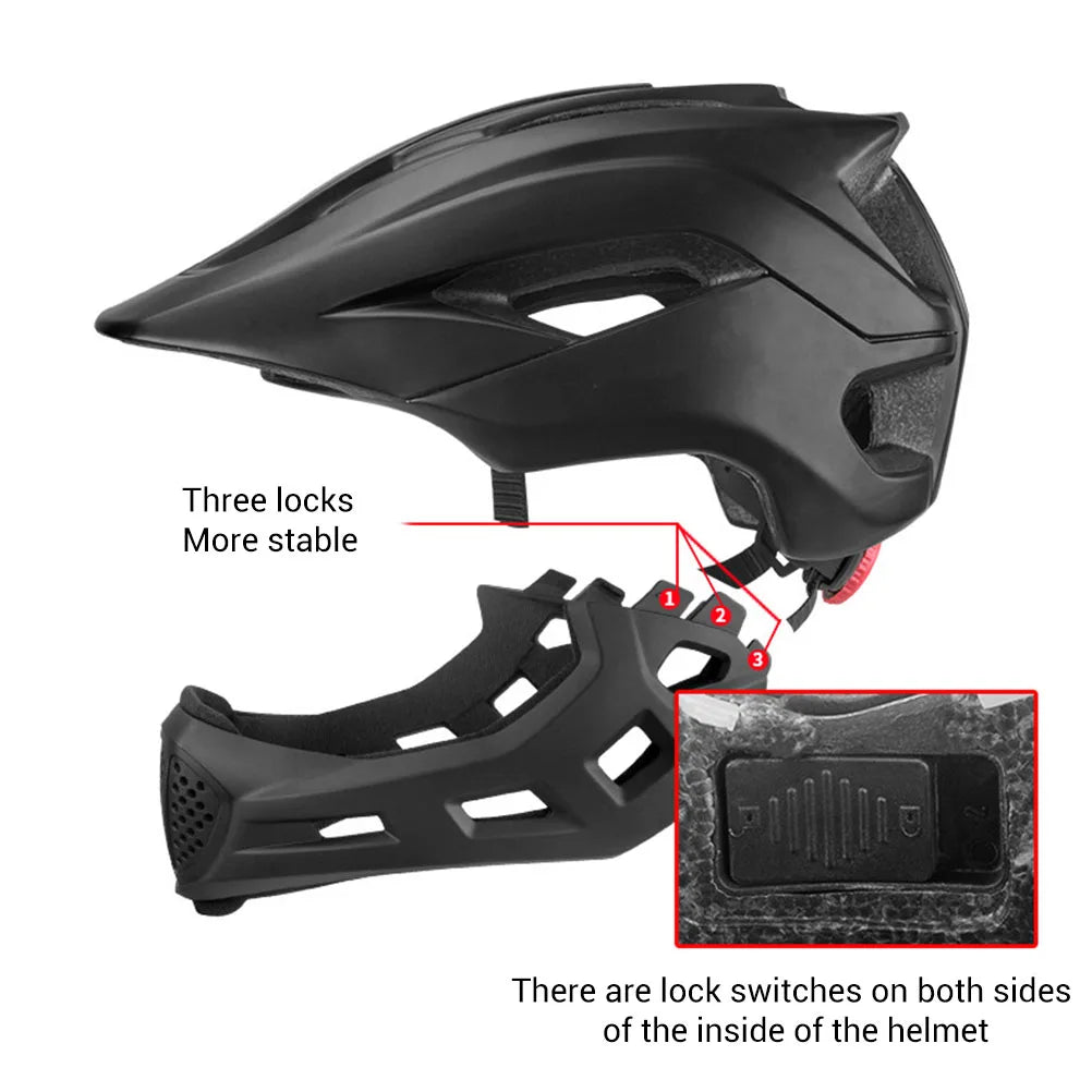2 in 1 Kids Full Face Bike Helmet | Skateboard Helmet with Detachable Chin Guard Kids Full Face Bike Helmet