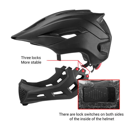 2 in 1 Kids Full Face Bike Helmet | Skateboard Helmet with Detachable Chin Guard Kids Full Face Bike Helmet