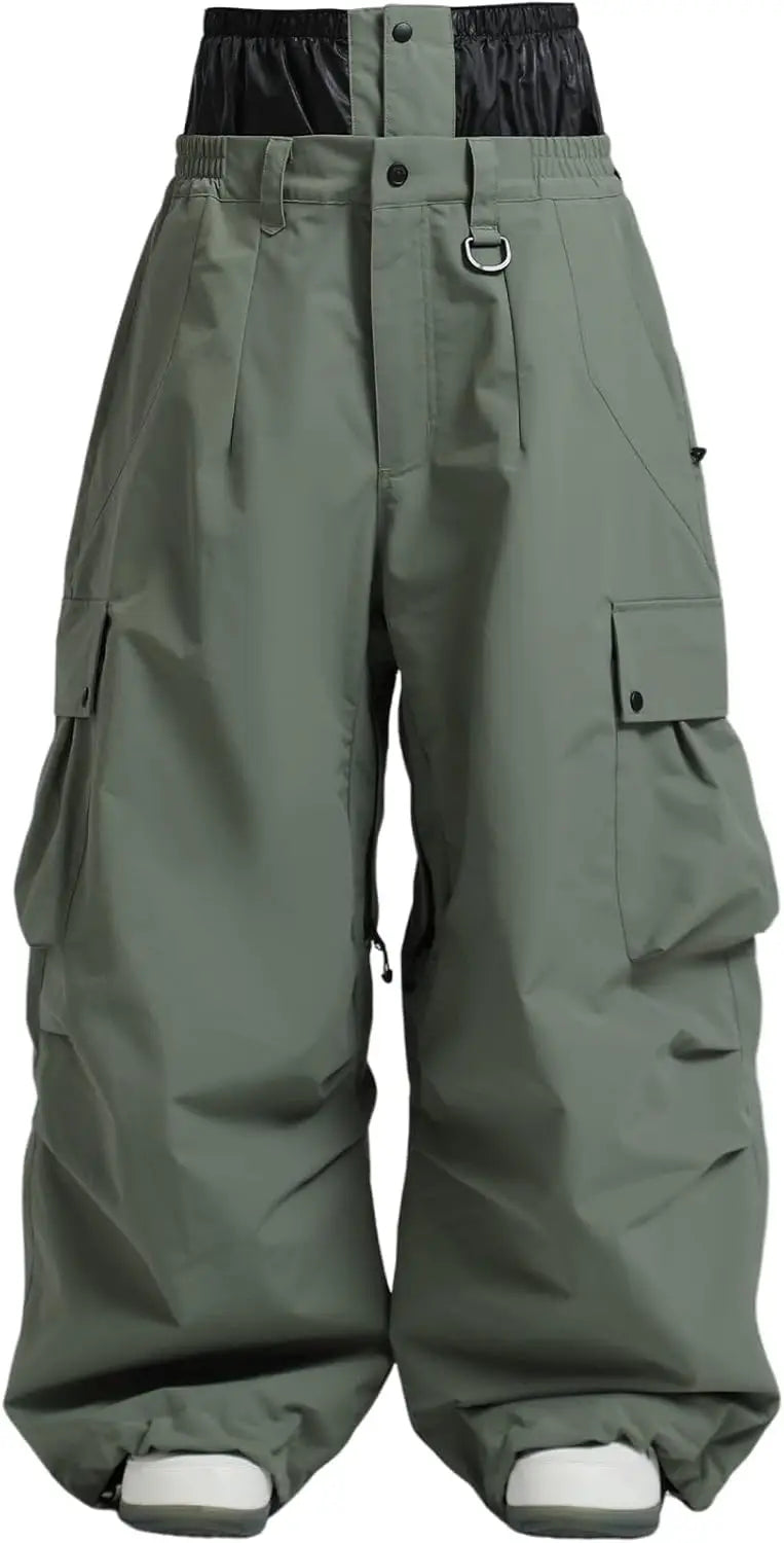 GSOU SNOW Super Baggy Snowboard Pants Men Waterproof Windproof Sports Clothes Insulated Loose Fit Ski Trousers for Cold Weather