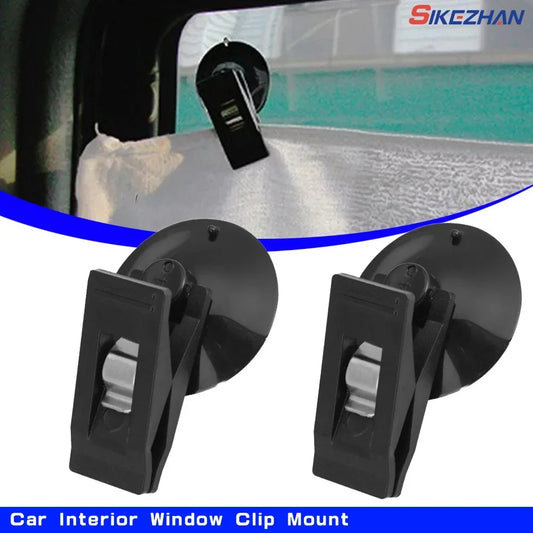 1-2 Pair Car Interior Window Clip Mount Black Suction Cap Clip Plastic Sucker Removable Holder For Sunshade Curtain Towel Ticket