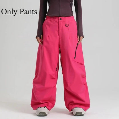 Women Waterproof Ski Pant Windproof Men Warm Snowboarding Trousers Outdoor Winter Sports Breathable Solid Baggy Skiing Strides
