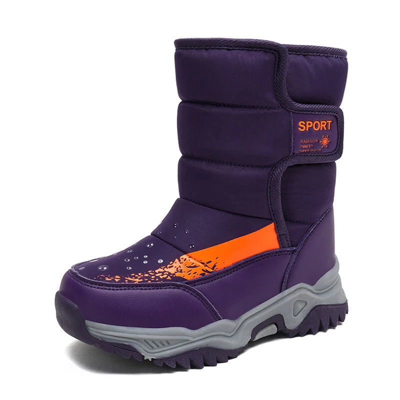 Winter Outdoor Children Boots Princess Elegant Girls Shoes Water Proof Girl Boy Snow Boots Kids Warm High Quality Plush Boots
