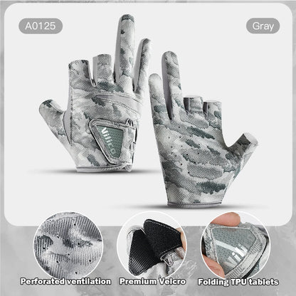 1 Pair Fishing Gloves for Men Summer Fishing Road Sub Sunscreen and Anti Slip Ice Silk Breathable Thin Three Finger Cut Gloves