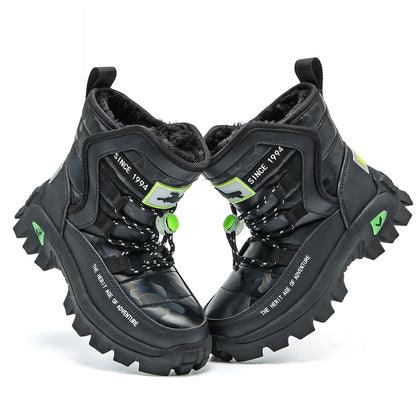 JMFCHI Kids Snow Boots Boys Hiking boots for Kids Waterproof Winter Snow Boots for Girls Warm Fur Lined Slip Resistant Outdoor