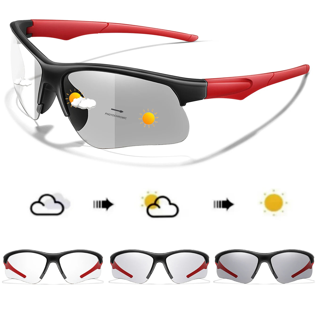LOISRUBY Style Photochromic Sunglasses Men Women Outdoor Mtb Bicycle Cycling Runnging Eyewear Sports Bike Windproof Goggles