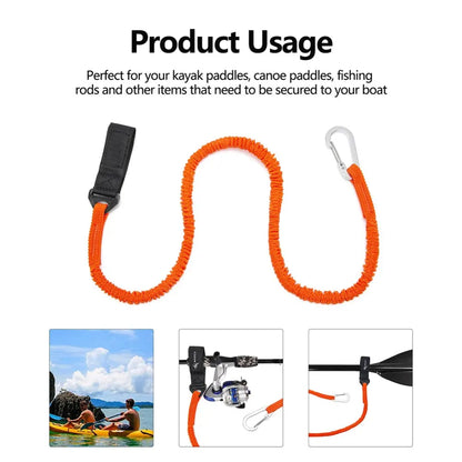 Kayak Paddle Leash Wear-resistant Kayak Canoe Stretchable Kayak Paddle Camping Tent Leash Adjustable Paddle Holder Tool Lanyard