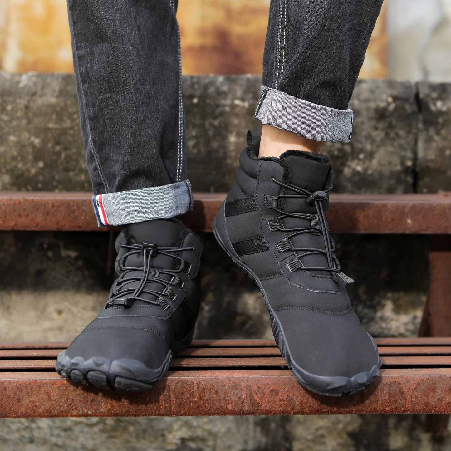 Men Winter Outdoor Velvet Warm Snow Boots Hiking Shoes Waterproof Ski Shoes High-Top Large Size Cotton Boots Thick Cotton Shoes