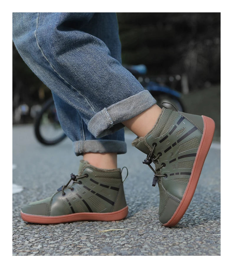 Boys Girls Snow Boots Waterproof Winter Shoes Kids Barefoot Shoes Winter Wide Toe Sneakers Warm Snow Boots Lightweight Non-slip