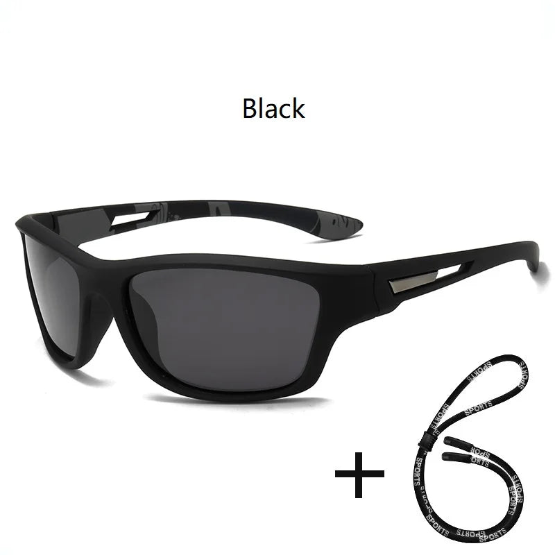 Men's Polarized Cycling Sunglasses with Chain - UV400 Sports Riding Sunglasses Anti-Reflective