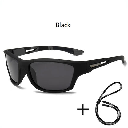 Men's Polarized Cycling Sunglasses with Chain - UV400 Sports Riding Sunglasses Anti-Reflective