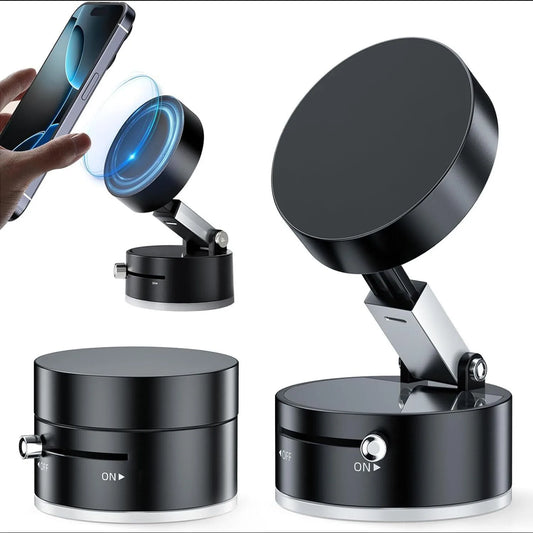 2025 New Model 360-Degree Rotating Aluminum Alloy Magnetic Vacuum Suction Cup Car Phone Holder, Portable New Design