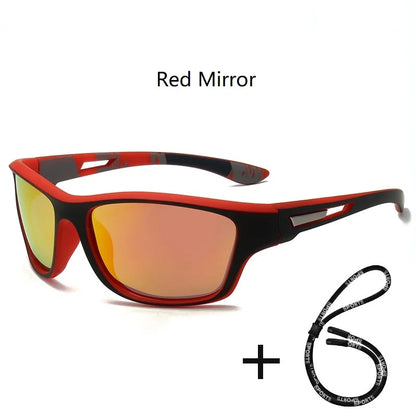 Men's Polarized Cycling Sunglasses with Chain - UV400 Sports Riding Sunglasses Anti-Reflective