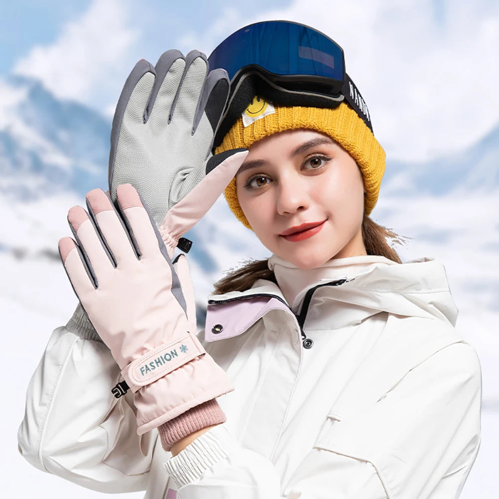1 Pair Ski Gloves Waterproof aAnd Windproof - Thickened Warm Snow Gloves, Snowboard  Touch Screen Cycling WinterGloves
