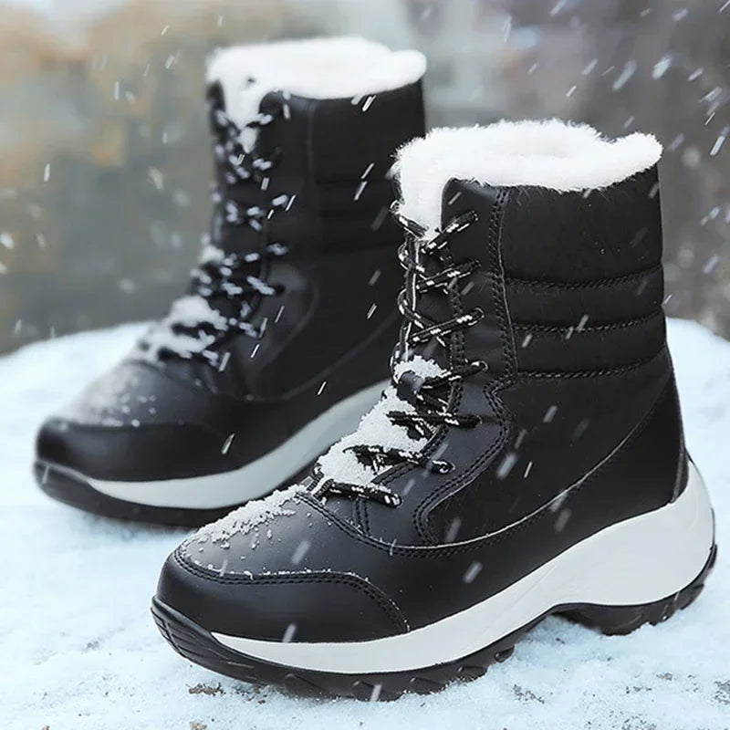 Snow Boots for Women Casual Winter Shoes Platform Non-slip Warm Fur Ankle Boots Plush Combat Outdoor Casual Hiking Warm Shoes