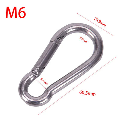 304 Stainless Steel M4 M5 M6 M7 M8 Multifunctional Spring Snap Carabiner Quick Link Lock Ring Hook