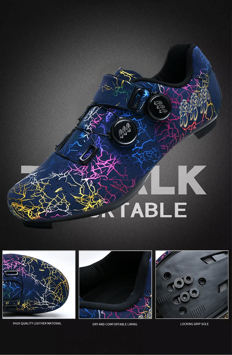 New Professional Cycling Shoes Men Locking Booster Shoes Breathable Double Knob Buckle Women SPD Hard-Soled Road Cycling Shoes