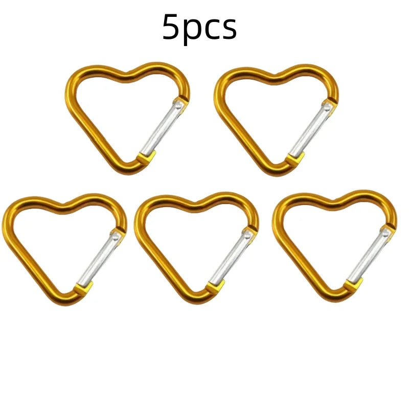 Outdoor Carabiner Heart Shape Keychain Clip Aluminum Alloy Rings Climbing Clips Spring Snap Hook Carabiner Durable
