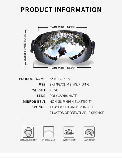 LIGHTWEIGHT Professional Ski Goggles Men UV400 Adult anti-fog Snowboard Skiing Glasses Women Ultra-light Winter Snow Eyewear