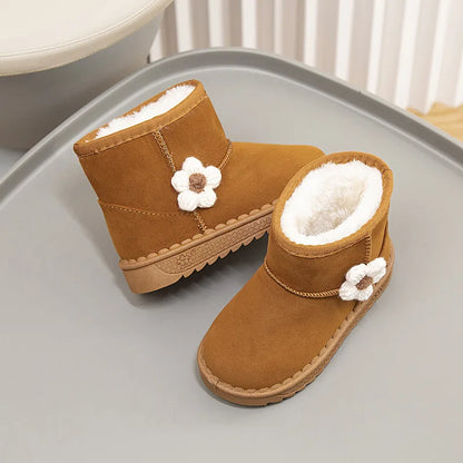 Kids Snow Boots Winter Fashion Non-slip Children's Boots Skiing Solid Color Warm Pattern Soft Thick Bottom Children's Shoes