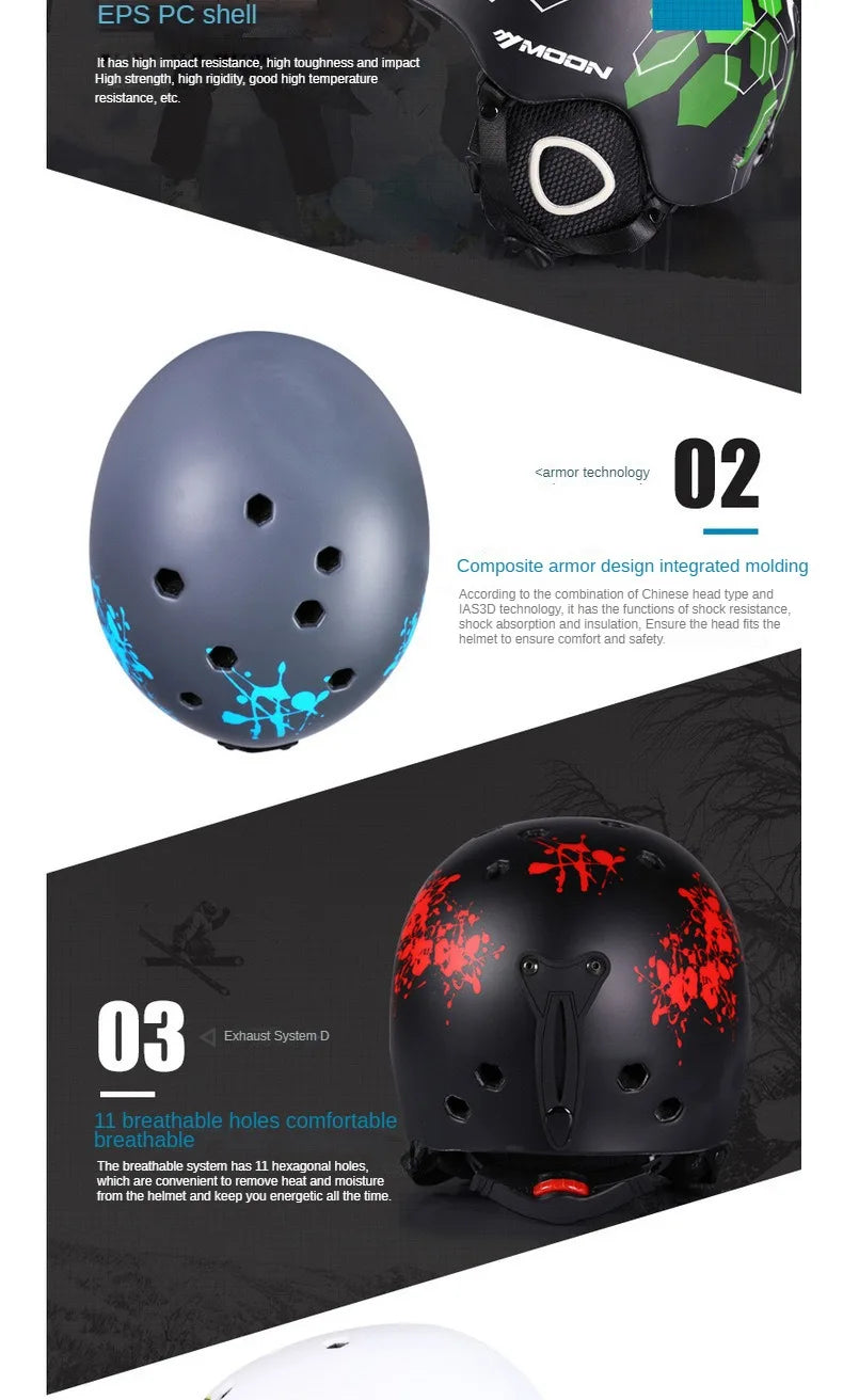 MOON Skiing Helmet Skiing Helmet Children Adult Ultralight Extreme Sports Skateboard Snowboard Helmet Snowmobile Motorcycle