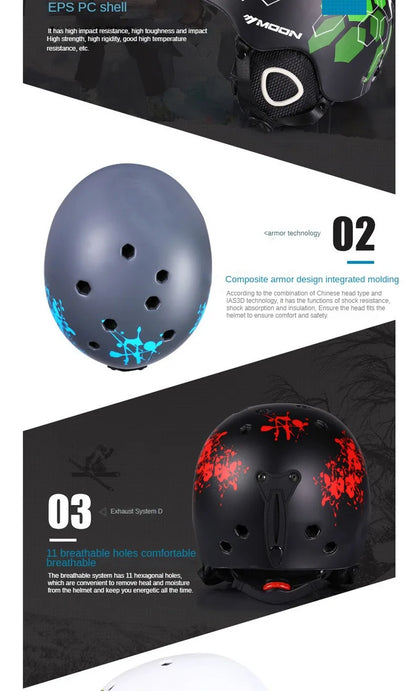 MOON Skiing Helmet Skiing Helmet Children Adult Ultralight Extreme Sports Skateboard Snowboard Helmet Snowmobile Motorcycle