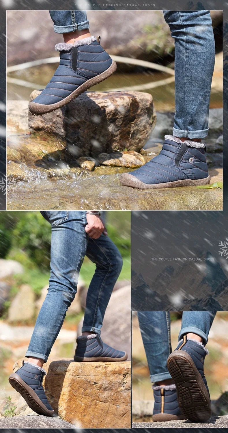 Men Winter Shoes Solid 3 Colors Men's Snow Boots Plush Inside Bottom Keep Warm Waterproof Ski Boots Plus Size 36 - 48