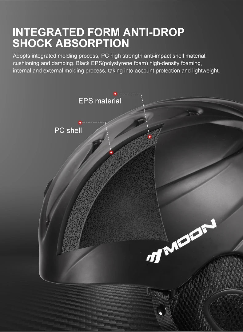 MOON PC+EPS Adult Ski Helmet for Adult and Youth Skating Skateboard Helmet Snow Sports Snowboard Helmets With 2 Gifts