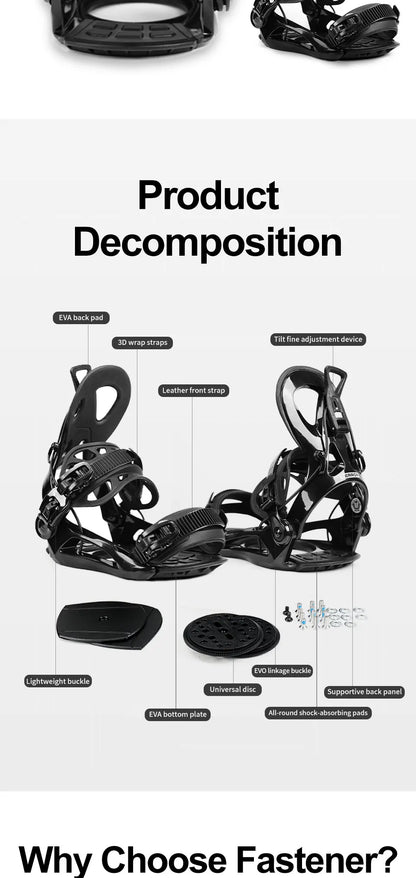 TERROR X1 Step-In Snowboard Bindings Men Women EVA Cushion 3D Strap Lightweight Freeride Gear