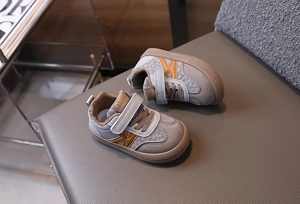 PU Leather Children Shoes Designers Kid's Sneakers Ergonomics Soft-soled Girl's Sneakers Anti-slippery Sport Shoes Toddler Shoes