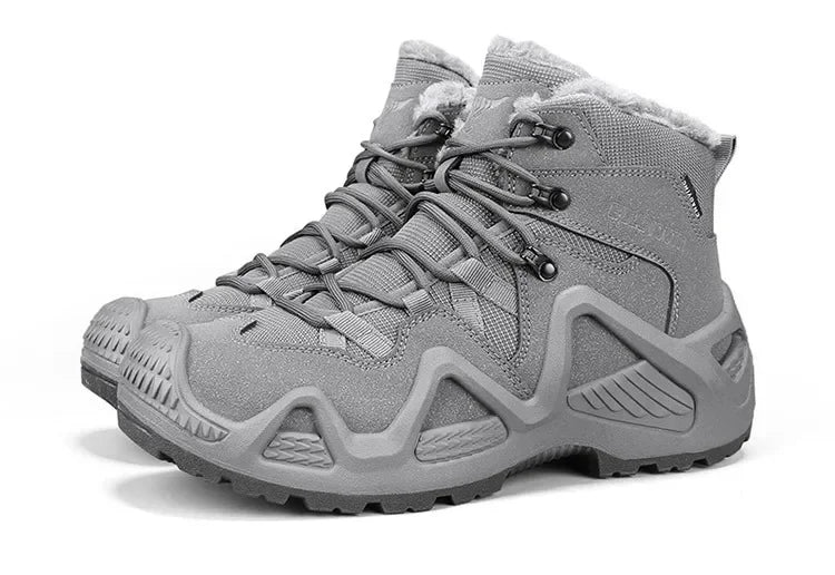 Cross-Border Autumn/Winter High-Top Men's Outdoor Non-Slip Climbing Boots Plus Size Thickened Warm Cotton Shoes Fleece-Lined
