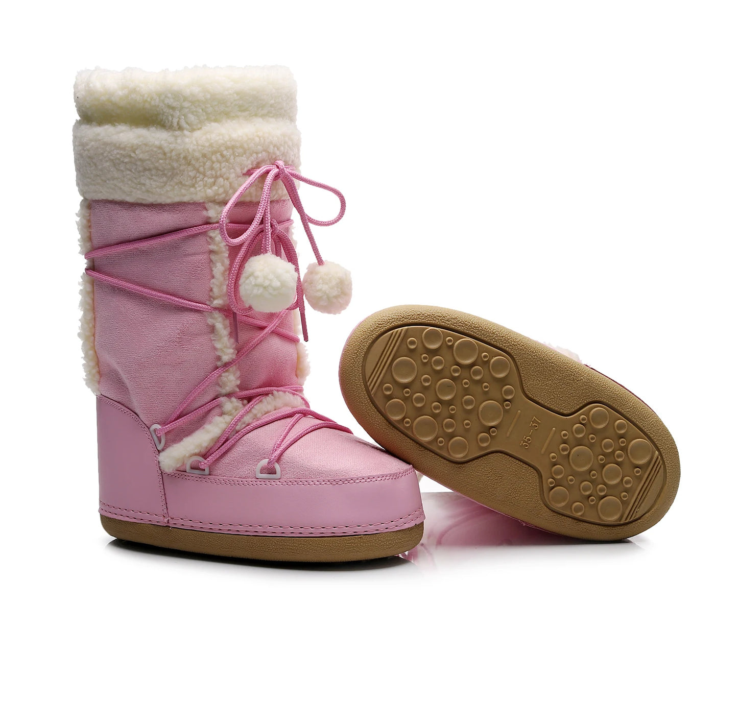 Winter Boots Women Snow Boots Cold-proof Ski BootsWarm Mid-calf Space Boots Slip-resistant Cotton Shoes 35-40