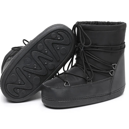 2025 Winter Lace-up Ankle Boots Women Snow Boots Brand Design Classic Platform Waterproof Non-slip Cotton Boots Woman Ski Boots