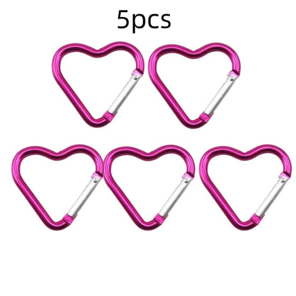 Outdoor Carabiner Heart Shape Keychain Clip Aluminum Alloy Rings Climbing Clips Spring Snap Hook Carabiner Durable