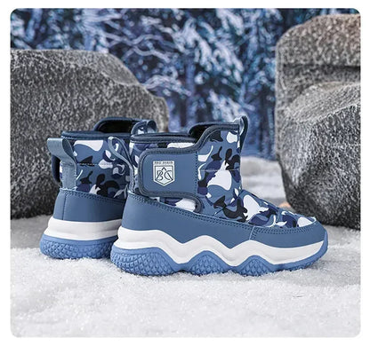 Winter Children Snow Warm Boots Fur Shoes Boys Sneaker Rubber Hiking Shoe Fashion Children Shoes Waterproof Leather Boots Kids