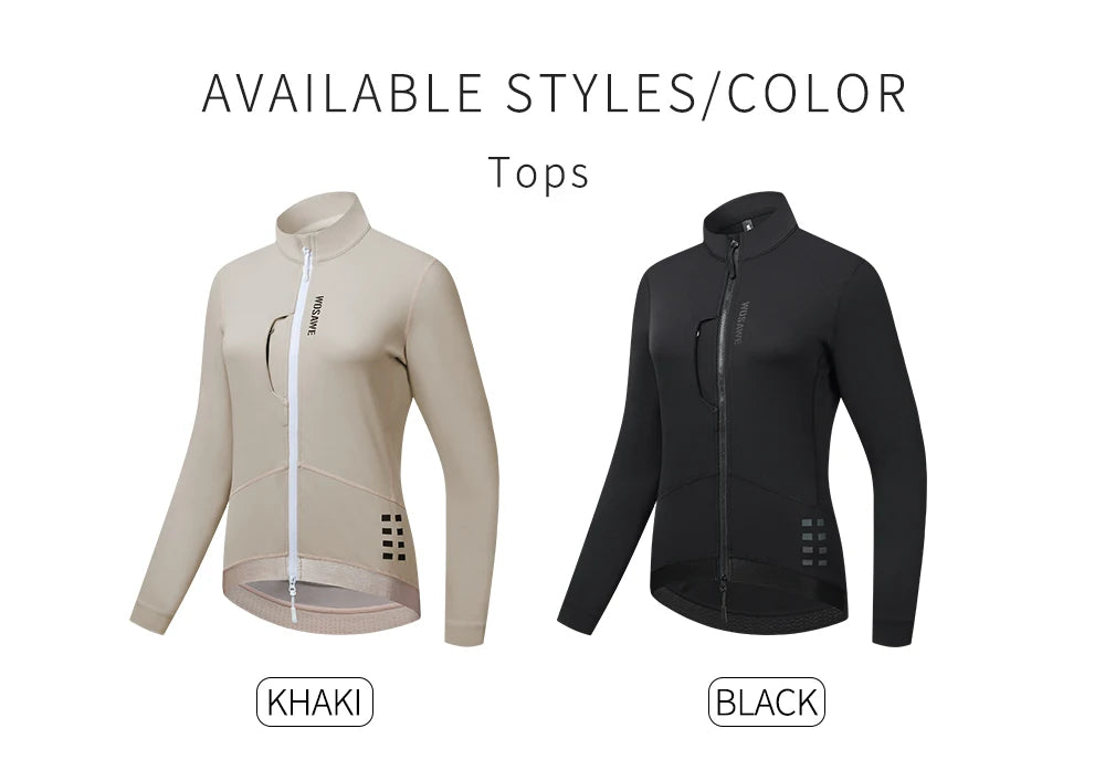WOSAWE Women's Winter Thermal Fleece Cycling Jersey Long Sleeve Bike Jacket for Riding & Gym Ropa Ciclismo Clothings