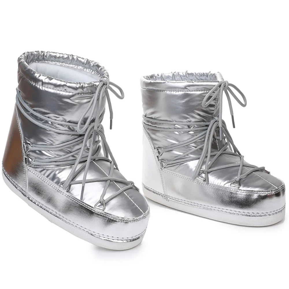 2025 Winter Lace-up Ankle Boots Women Snow Boots Brand Design Classic Platform Waterproof Non-slip Cotton Boots Woman Ski Boots