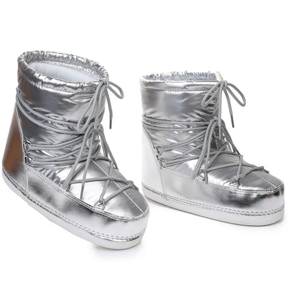 2025 Winter Lace-up Ankle Boots Women Snow Boots Brand Design Classic Platform Waterproof Non-slip Cotton Boots Woman Ski Boots