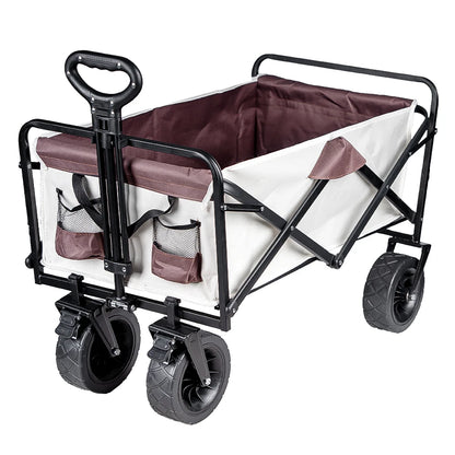 Collapsible Folding Utility Beach Cart Wagon Heavy Duty Large Capacity Fold Wagon Ourdoor Trolley Portable Garden Camping Cart