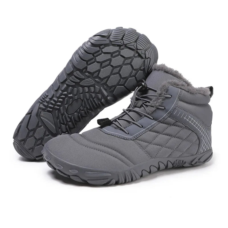 Men's Women's Winter Barefoot Hiking Boots, Slip On Warm Zero Drop Snow Boot, Wide Toe Box Ankle Booties, Minimalist Waterproof