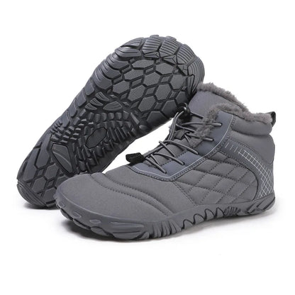 Men's Women's Winter Barefoot Hiking Boots, Slip On Warm Zero Drop Snow Boot, Wide Toe Box Ankle Booties, Minimalist Waterproof
