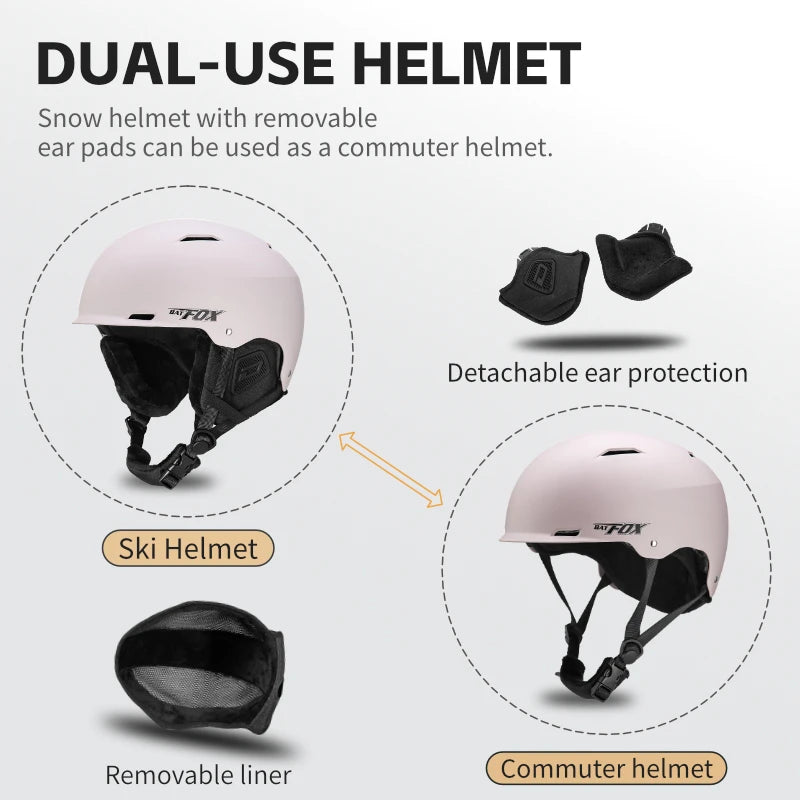 BATFOX New Unisex Ski Helmet Certificate Half-covered Anti-impact Skiing Helmet For Adult and Kids Snow Safety Snowboard Helmet