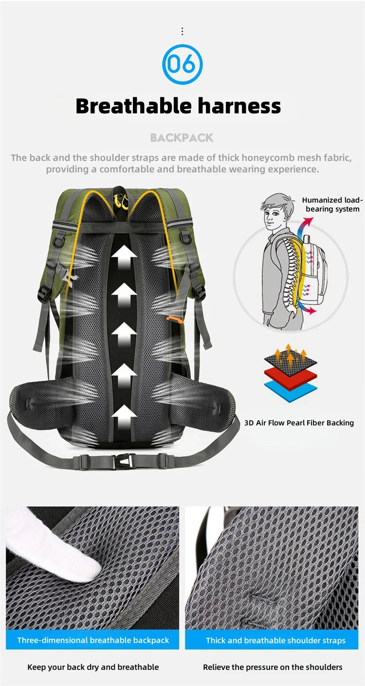 50 liter backpacking with waterproof outdoor gears large hiking backpack camping camping rock climbing hiking bag luggage hiking
