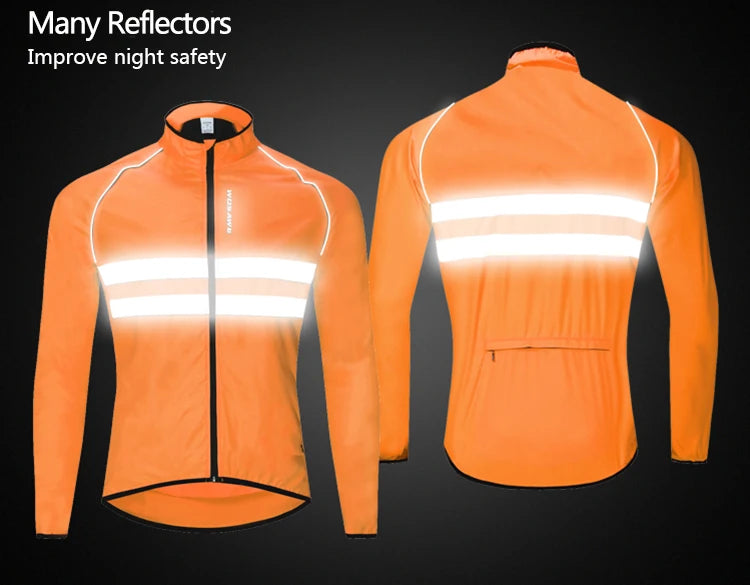 WOSAWE Men Cycling Windbreaker MTB Bicycle Long Sleeve Coat Water Resistant Outdoor Sport Jersey Bike Jacket Cycling Clothing