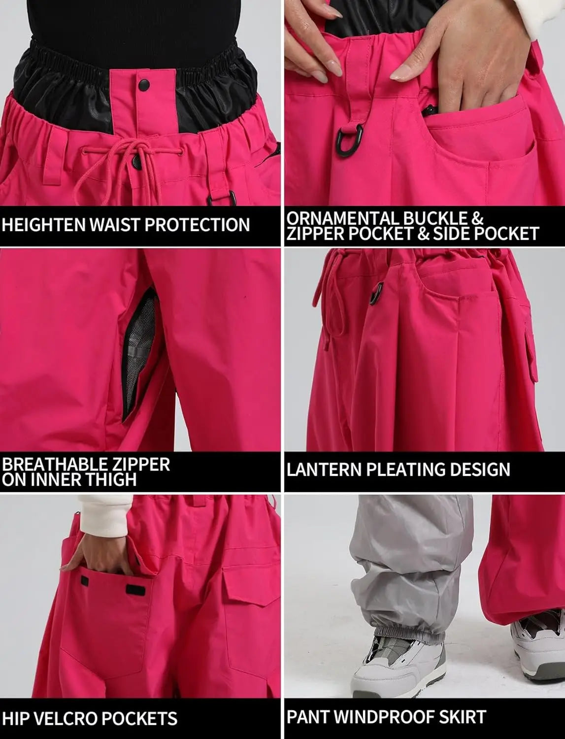 GSOU SNOW Plus Size Winter Ski Trousers Super Baggy Men Snowboard Clothes Women Snow Pants Outdoor Sports Winterproof Breathable