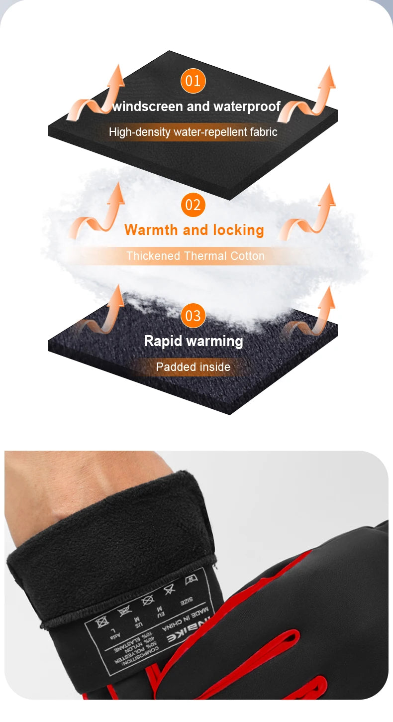 INBIKE Winter Cycling Gloves for Men Women Warm Fleece Biking Glove for Riding Bicycle Gloves Waterproof Touchscreen Accessories