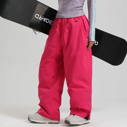 Men Baggy Windproof Solid Women Skiing Pants Waterproof Loose Hooded Ski Strides New Outdoor Sport Adult Breathable Trousers