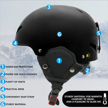 SMITHDRIFT Unisex Ski Helmet Half-covered Skiing Snowboard Winter Sports Helmet Snow Skating Integrally-Molded Helmet  Youth