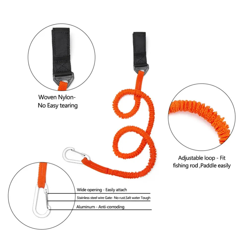Kayak Paddle Leash Wear-resistant Kayak Canoe Stretchable Kayak Paddle Camping Tent Leash Adjustable Paddle Holder Tool Lanyard