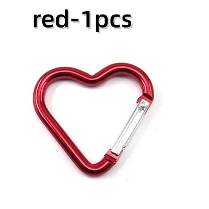 Outdoor Carabiner Heart Shape Keychain Clip Aluminum Alloy Rings Climbing Clips Spring Snap Hook Carabiner Durable