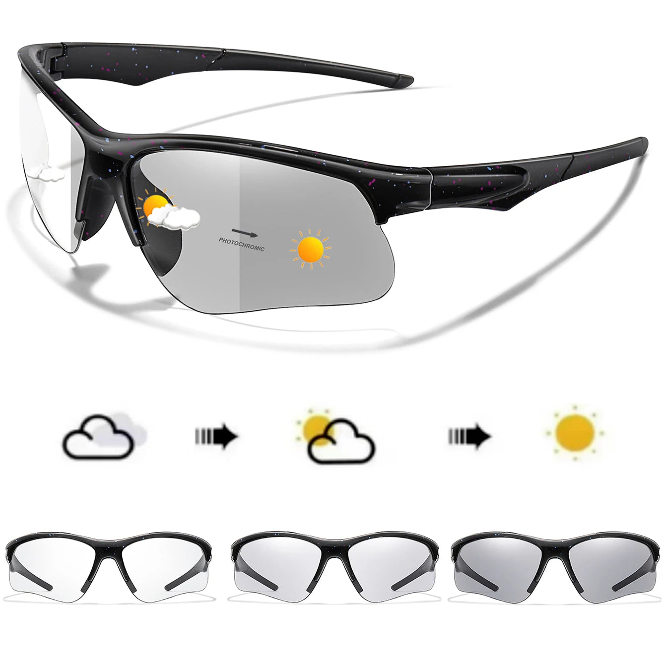 LOISRUBY Style Photochromic Sunglasses Men Women Outdoor Mtb Bicycle Cycling Runnging Eyewear Sports Bike Windproof Goggles